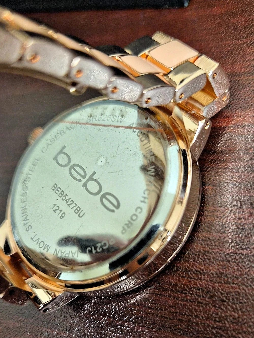 bebe Rhinestone Heart Watch in Pink & Gold (NEEDS BATTERY) - Picture 3 of 6
